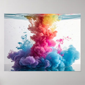Levendige inkt barst in water poster