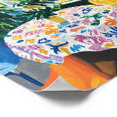 Levendige Interieur Scène met Bloemen Tafelkleed P Poster (Hoek)