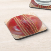 Levendige internationale cricket Red Leather Ball Onderzetter (Linkerzijde)
