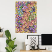 Levendige Intrigerende Psychedelische Boho Zen Doo Poster (Thuiskantoor)