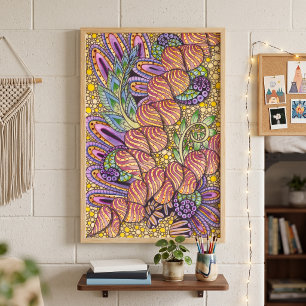 Levendige Intrigerende Psychedelische Boho Zen Doo Poster