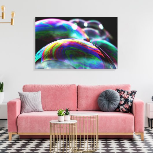 Levendige iriserende bubbels kunst - thuis en Kant Canvas Afdruk (Insitu (Woonkamer))