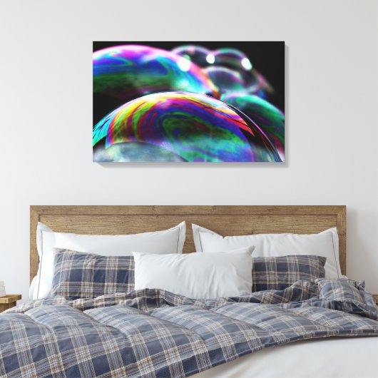 Levendige iriserende bubbels kunst - thuis en Kant Canvas Afdruk (Insitu (Slaapkamer))