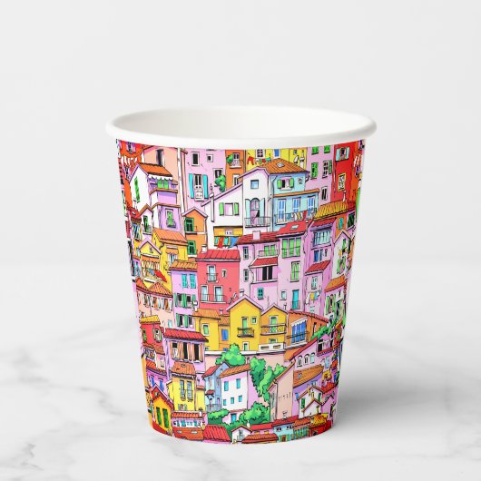 Levendige Italiaanse gevel Papieren Bekers (Achterkant)