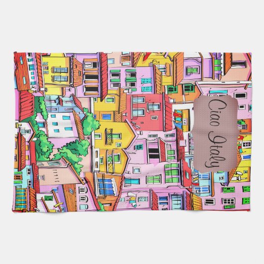 Levendige Italiaanse gevel Theedoek (Horizontaal)