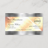 Levendige ivoren perzik met zilveren randen en Log Visitekaartje (Achterkant)