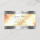 Levendige ivoren perzik met zilveren randen weelde visitekaartje (Achterkant)