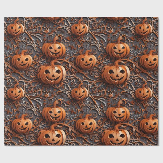 Levendige Jack of Lantern met Halloween-thema Cadeaupapier (Vlak)