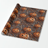 Levendige Jack of Lantern met Halloween-thema Cadeaupapier (Uitgerold)