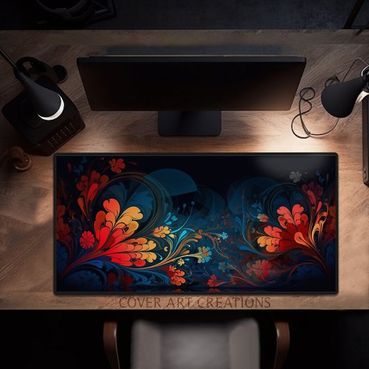 Levendige Japanse bloemenprint Anime Style Large Bureaumat