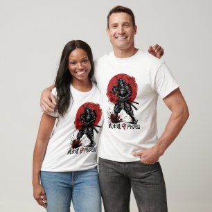 Levendige Japanse Samoerai Pantser Zon Grafische T T-shirt