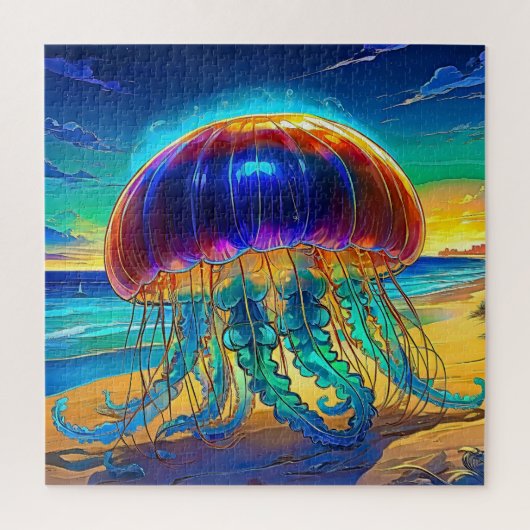 Levendige Jellyfish Sunset Legpuzzel (Verticaal)