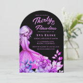 Levendige jurk met bloemen 30e verjaardag kaart (Staand voorkant)