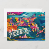 Levendige kaart van Massachusetts Art (Voorkant / Achterkant)