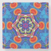 Levendige Kaleidoscoop Geometrisch Abstract Stenen Onderzetter (Voorkant)