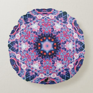 Levendige Kaleidoscoop  Rond Kussen