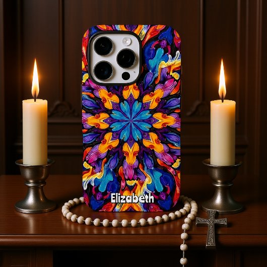 Levendige Kaleidoscopische Abstracte Mandala met K Case-Mate iPhone Case