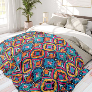 Levendige Kaleidoscopische Cirkels Boheemse Fleece Deken