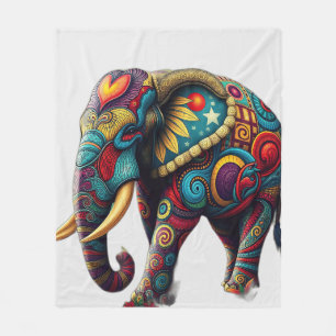 Levendige Kaleidoscopische Elephant Art Fleece Deken