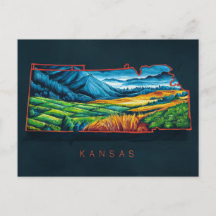 Levendige Kansas kaart kunst