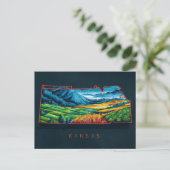 Levendige Kansas kaart kunst (Staand voorkant)