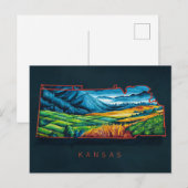 Levendige Kansas kaart kunst (Voorkant / Achterkant)