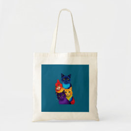 Levendige kat gezichten T-shirt-perfect voor katte Tote Bag