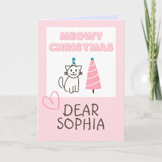 Levendige kat in een Pet en een fijne kerstpap in Kaart (Voorkant)