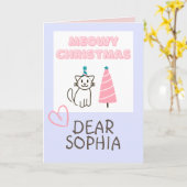 Levendige kat in een Pet en een fijne kerstpap in Kaart (Gele Bloem)