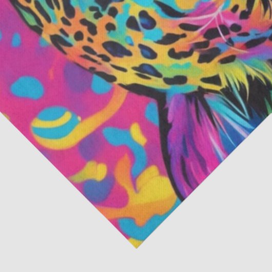 Levendige katachtige: Kleurrijke Regenboog Leopard Tissuepapier (Detail)