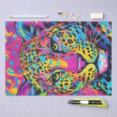 Levendige katachtige: Kleurrijke Regenboog Leopard Tissuepapier (Craft)