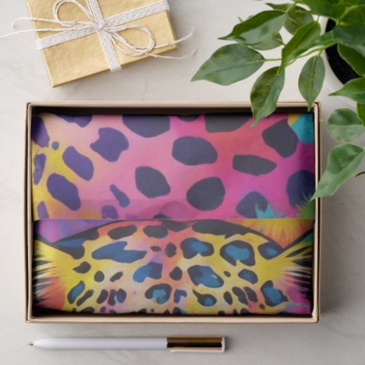 Levendige katachtige: Kleurrijke Regenboog Leopard Tissuepapier (Geschenk)