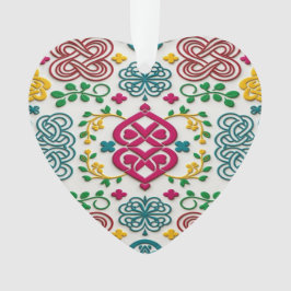 Levendige Keltische Hart- en Knoop Bloemensymfonie Ornament
