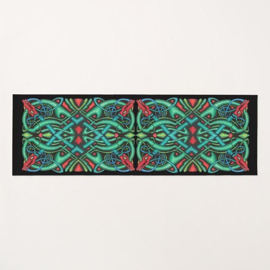 Levendige Keltische Ontwerpdraak Rode draak Yogamat (Voorkant (horizontaal))