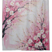 Levendige kersenbloesem Abstract douchegordijn (Voorkant)