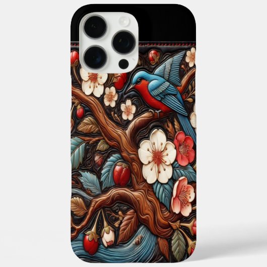 Levendige Kersenbloesems en Blauwe Vogel Scene Case-Mate iPhone Case (Achterkant)