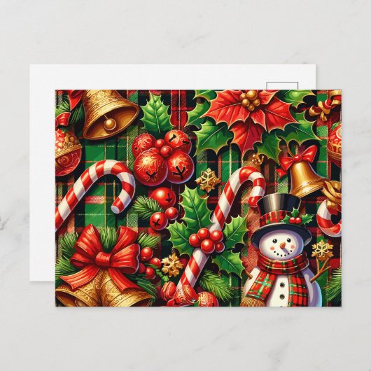 Levendige kerst Plaid Briefkaart (Voorkant / Achterkant)