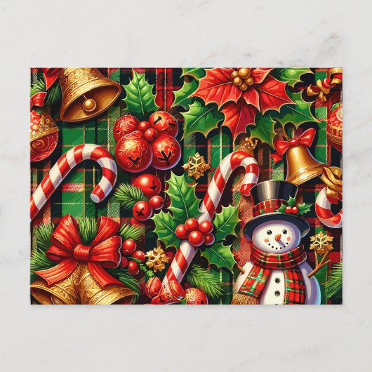 Levendige kerst Plaid Briefkaart (Voorkant)