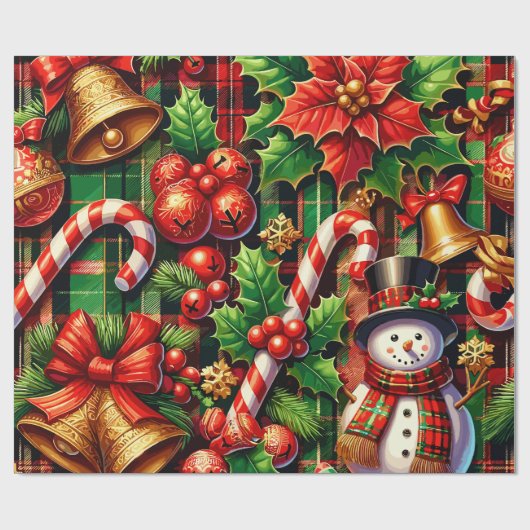 Levendige kerst Plaid Cadeaupapier (Vlak)