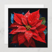 Levendige Kerst Poinsettia kerstgroet kaart (Voorkant / Achterkant)
