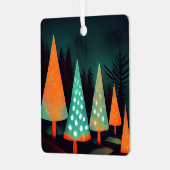 Levendige kerstbomen in het bos metalen ornament (Voorkant links)