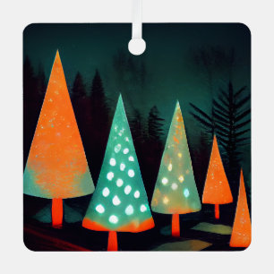 Levendige kerstbomen in het bos metalen ornament