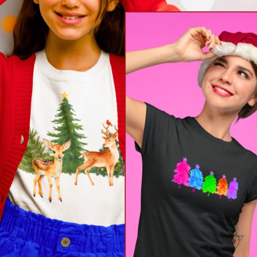 Levendige kerstbomen t-shirt