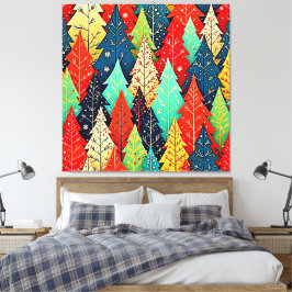 Levendige Kerstboompatroon Kunst Canvas Afdruk