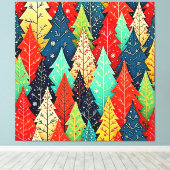 Levendige Kerstboompatroon Kunst Canvas Afdruk (Insitu (Houten vloer))