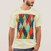 Levendige Kerstboompatroon Kunst T-shirt (Voorkant)