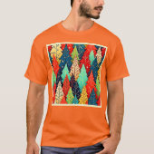 Levendige Kerstboompatroon Kunst T-shirt (Voorkant)