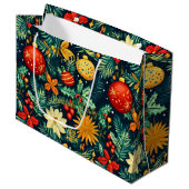 Levendige Kerstcadeau Tas met Baubles en Holly Groot Cadeauzakje (Voorkant Gekanteld)