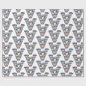 Levendige Kerstdorp Brief V Kerstmis Cadeaupapier (Vlak)