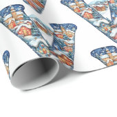 Levendige Kerstdorp Brief V Kerstmis Cadeaupapier (Rol Hoek)